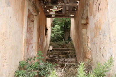 Damaged wall of old building