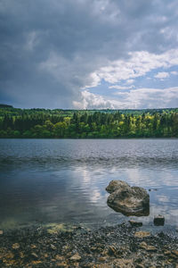 Scenic view of lake against sky