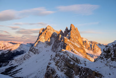 Close-up of mountain against sky during sunset