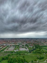 High angle view of townscape against sky