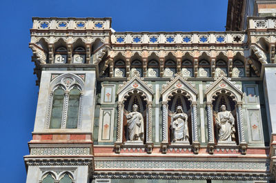 Low angle view of cathedral against blue sky