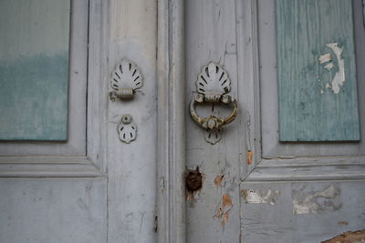 Closed door of old building