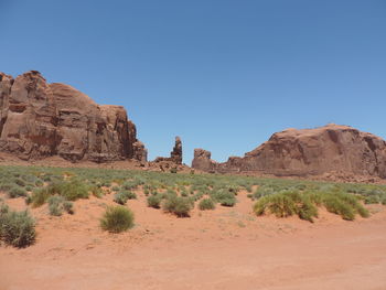 Scenic view of desert against clear sky