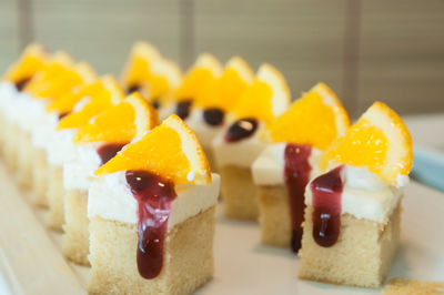 Close-up of dessert on table