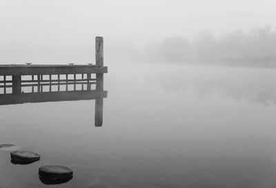 Scenic view of lake against sky during winter