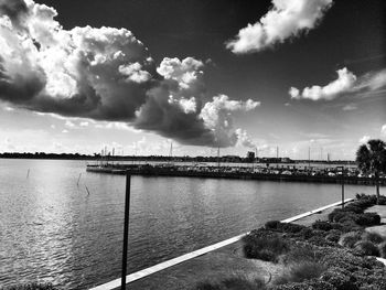 Scenic view of sea against cloudy sky