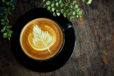 Directly above shot of coffee on table