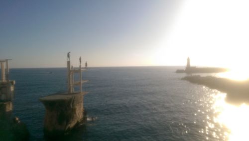 Scenic view of sea at sunset