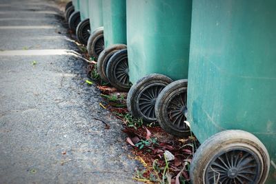 Close-up of abandoned tire