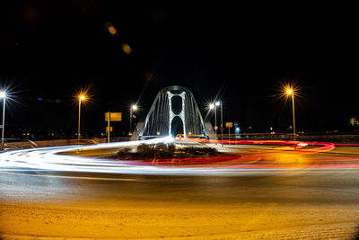 Light trails on street at night