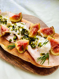 Close-up of pizza with figs