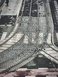 High angle view of railroad tracks