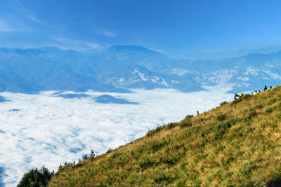 Scenic view of mountains against sky