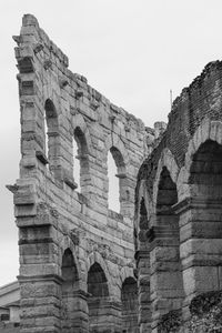 Low angle view of historic building against clear sky