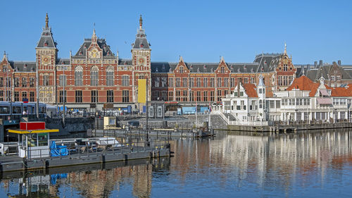 City scenic from amsterdam with the central station in the netherlands