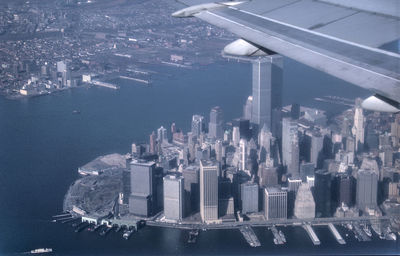 High angle view of buildings in city