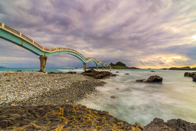 The dramatic sky and the magnificent view of the ocean in sanxiantai, taitung, taiwan