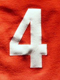 Close-up of number on fabric