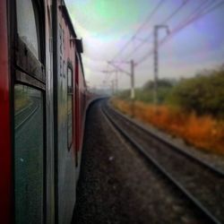 Train moving on railroad track