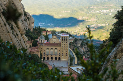 High angle view of buildings on mountain