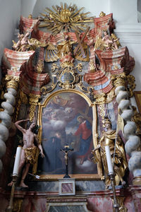 Low angle view of statue against building