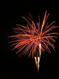 Low angle view of firework display at night