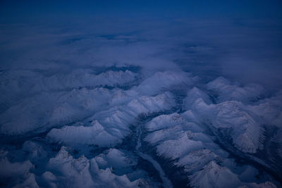 Aerial view of airplane wing