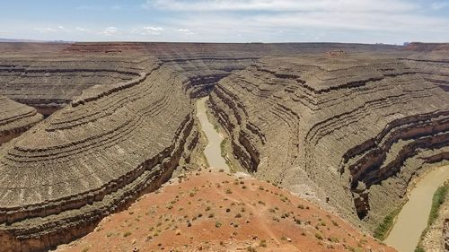 Scenic view of desert against cloudy sky