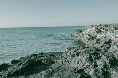 Scenic view of sea against clear sky