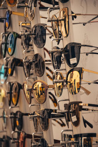 Close-up of sunglasses in store