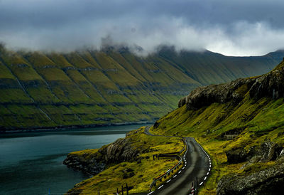 Scenic view of mountains and lake