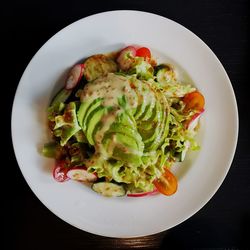 Directly above shot of salad served in plate