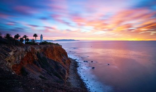 Scenic view of sea at sunset
