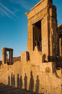 Shadow of old ruin building