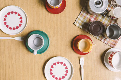 High angle view of tea on table