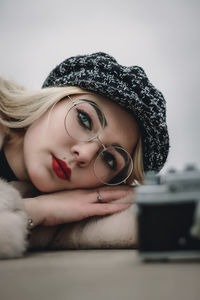 Close-up portrait of a young woman