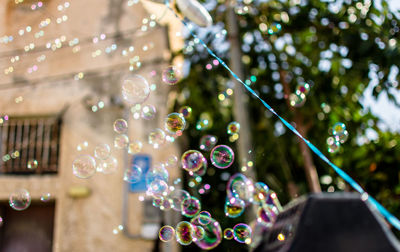 Close-up of soap bubbles outdoors