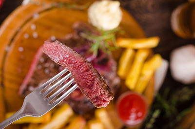 Close-up of food on serving board