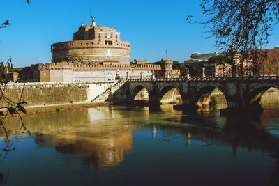 Arch bridge over river