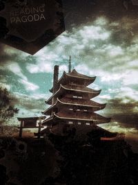 Panoramic view of temple and building against sky