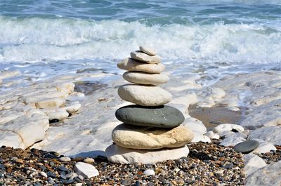 Stack of stones on beach