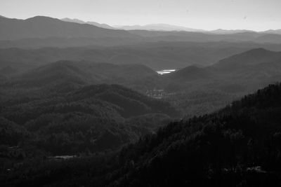 High angle view of mountains against sky