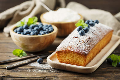 Close-up of breakfast on table