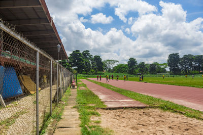 View of empty road along plants