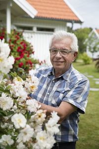 Senior man in garden