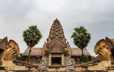 Low angle view of temple building against sky