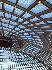 Low angle view of skylight in building