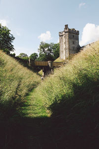 Low angle view of arundel castle against sky