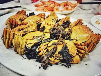 Close-up of served food in plate