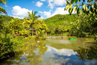 Scenic view of lake against sky